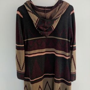 Long Lightweight Cardigan, Neutral Aztec Cardigan